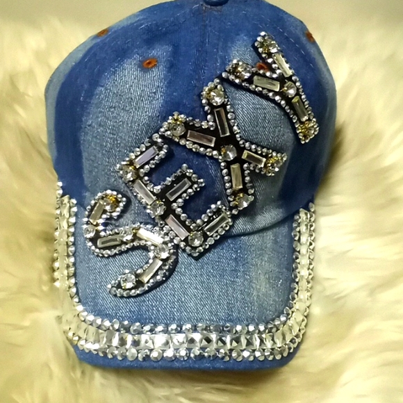 SEXY Bling 💎 Denim Baseball Cap - Picture 10 of 12